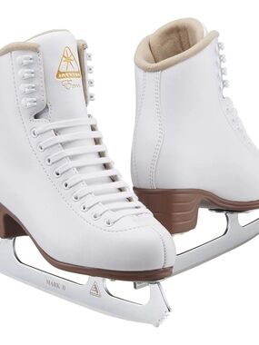 JACKSON White Girls Figure Ice Skates with Tan Accents